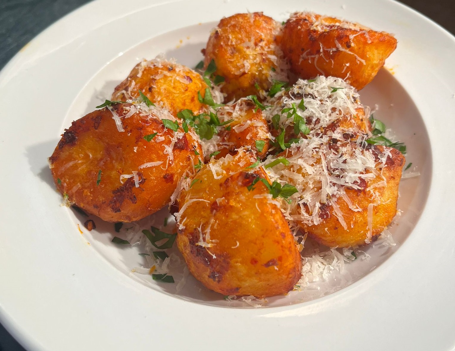 Loaded potato wedges with parmesan and herbs at Luso in Cavan town
