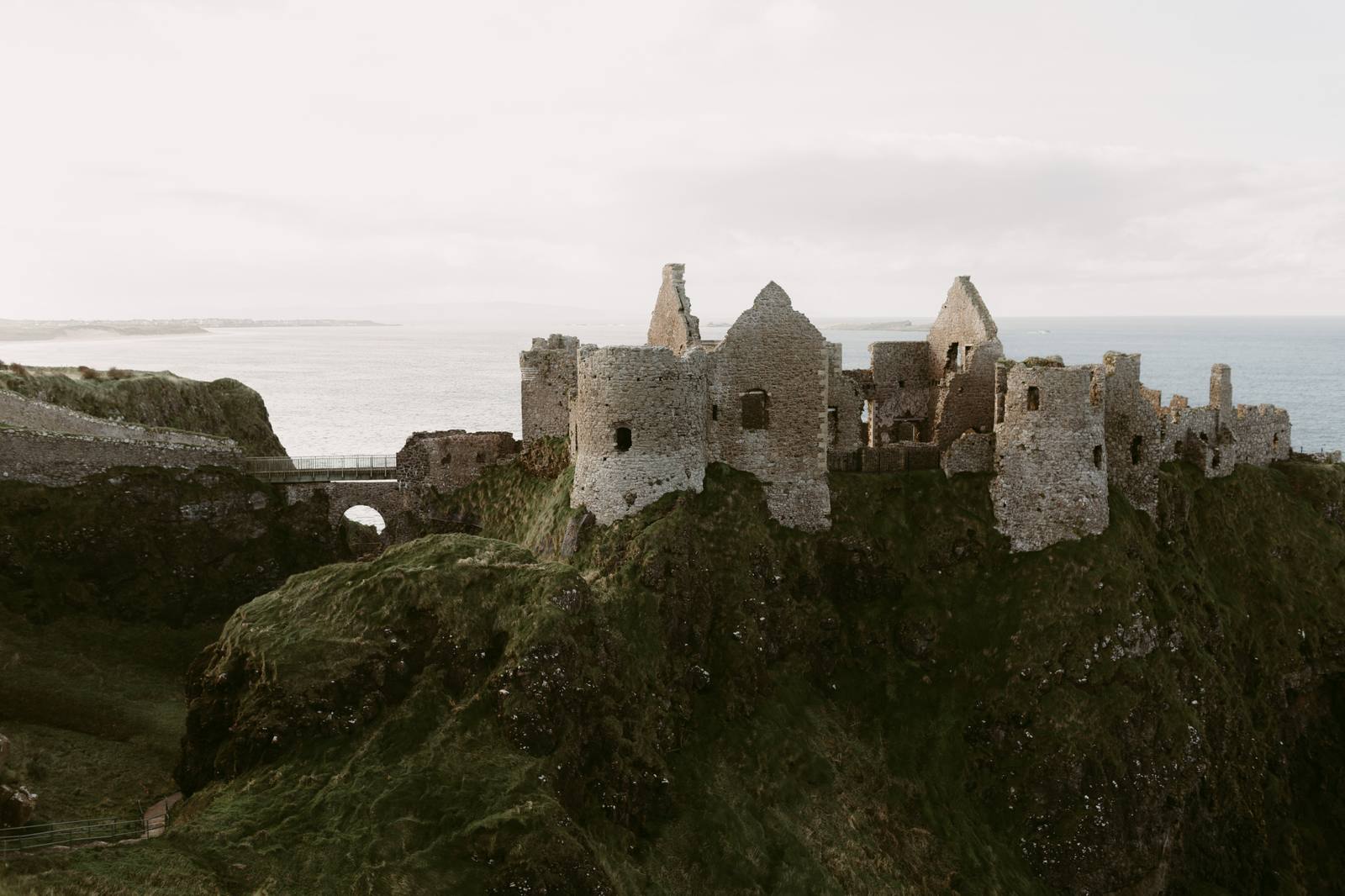 Dunluce Castle on its basalt cliff above the sea in County Antrim