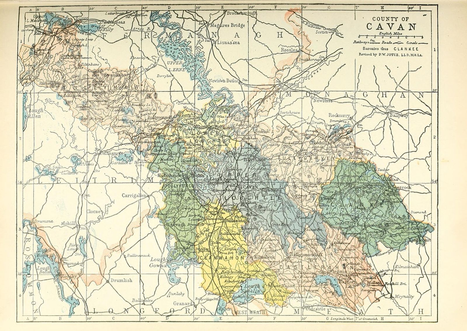 Map of the baronies of County Cavan from P. W. Joyce's atlas