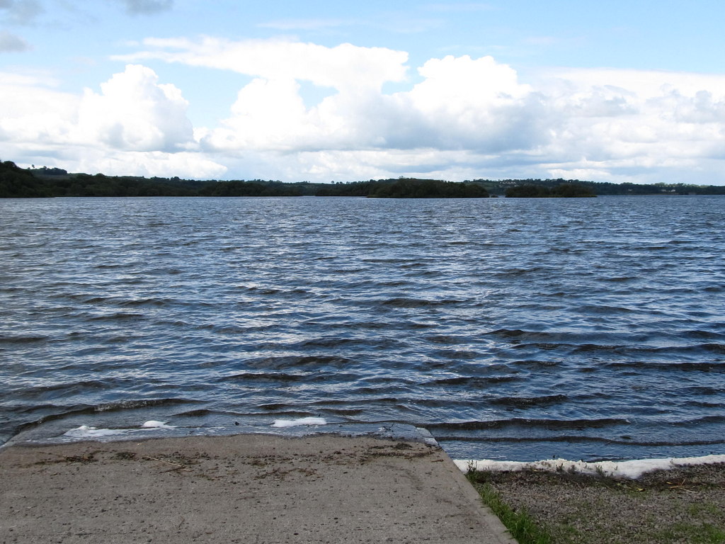 A concrete slipway on the shore of Lough Ramor in County Cavan