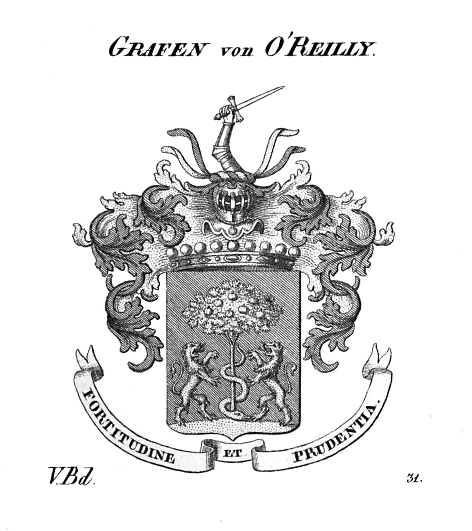 Nineteenth-century engraved coat of arms of the O'Reilly family